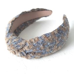 Monica Topknot Headband - Sparkly Taupe & Blue